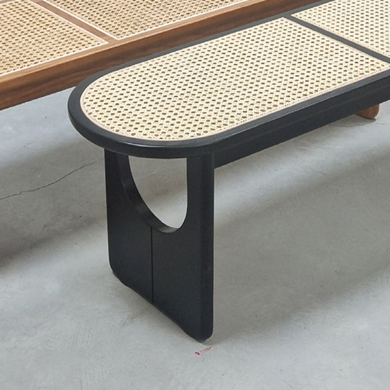 Modern Minimalist Oval Seating U-Shaped Chair Legs Solid Wood Genuine Rattan Bench For Living Room