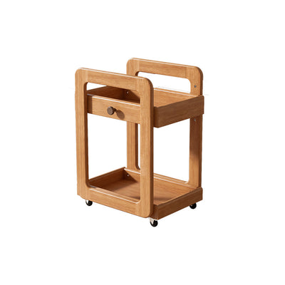 Modern Minimalist Rectangular Solid Wood End Table 2-Tier Movable For Living Room