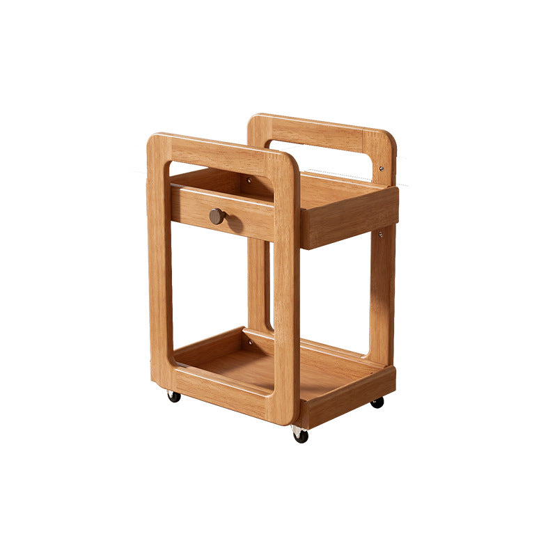 Modern Minimalist Rectangular Solid Wood End Table 2-Tier Movable For Living Room