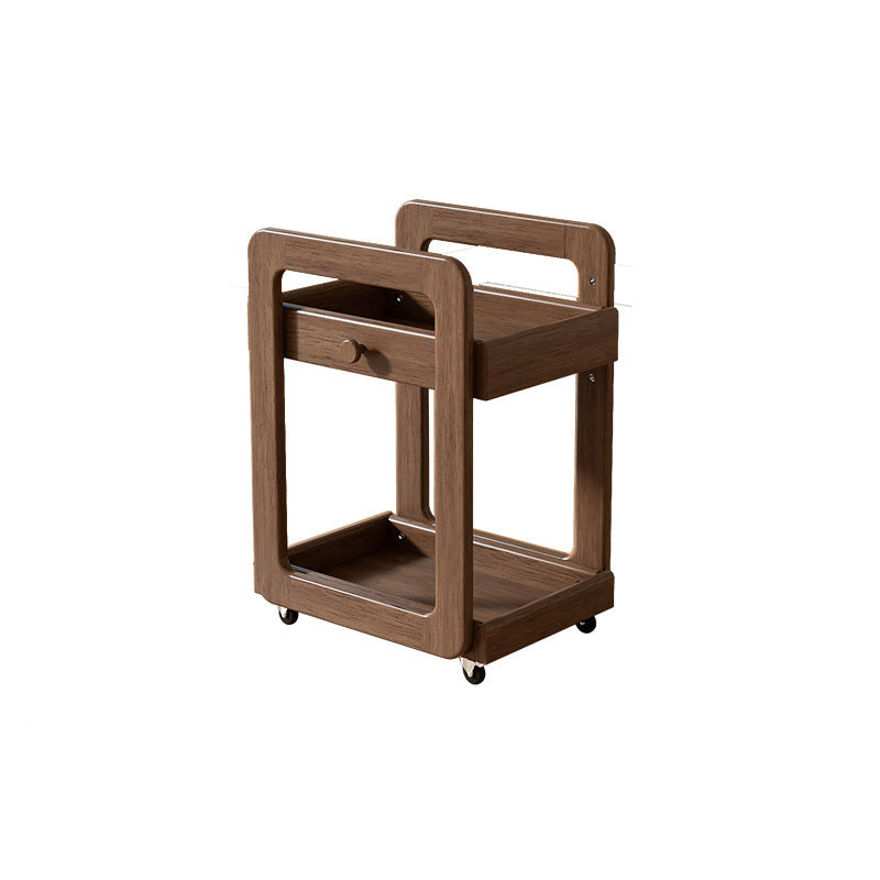Modern Minimalist Rectangular Solid Wood End Table 2-Tier Movable For Living Room