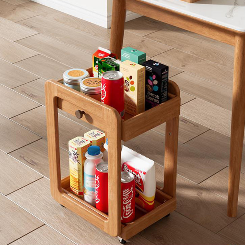 Modern Minimalist Rectangular Solid Wood End Table 2-Tier Movable For Living Room