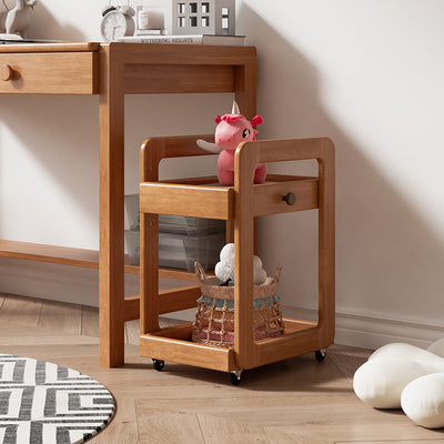 Modern Minimalist Rectangular Solid Wood End Table 2-Tier Movable For Living Room
