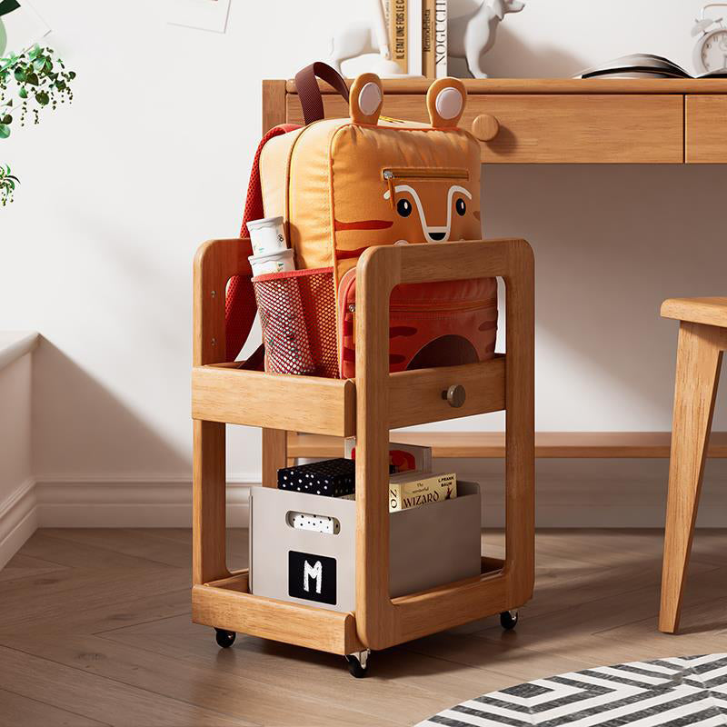 Modern Minimalist Rectangular Solid Wood End Table 2-Tier Movable For Living Room