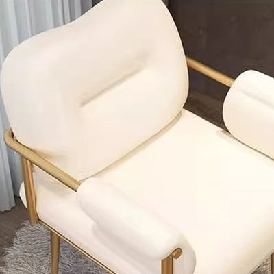 Modern Minimalist Rectangular Synthetic Leather Carbon Steel Sponge Vanity Stool Backrest Armrest For Bedroom