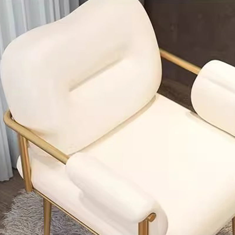 Modern Minimalist Rectangular Synthetic Leather Carbon Steel Sponge Vanity Stool Backrest Armrest For Bedroom