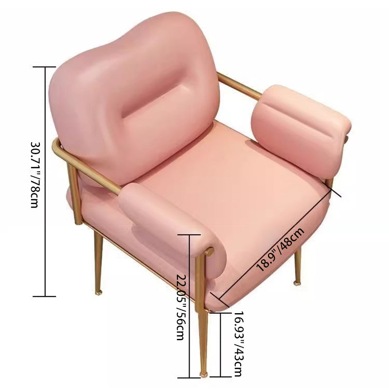 Modern Minimalist Rectangular Synthetic Leather Carbon Steel Sponge Vanity Stool Backrest Armrest For Bedroom