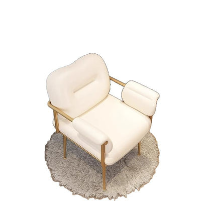 Modern Minimalist Rectangular Synthetic Leather Carbon Steel Sponge Vanity Stool Backrest Armrest For Bedroom