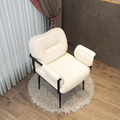 Modern Minimalist Rectangular Synthetic Leather Carbon Steel Sponge Vanity Stool Backrest Armrest For Bedroom