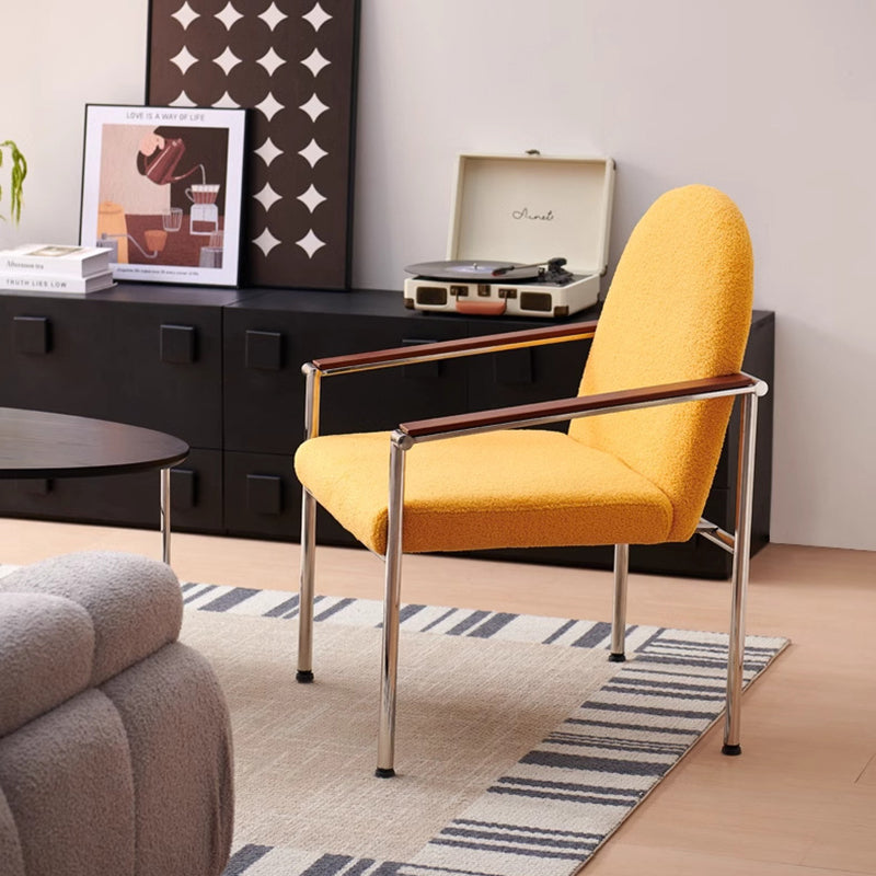 Modern Minimalist Rectangular Seat Cushion Stainless Steel Hemp Fabric Sponge Dining Chair Backrest Armrest For Dining Room