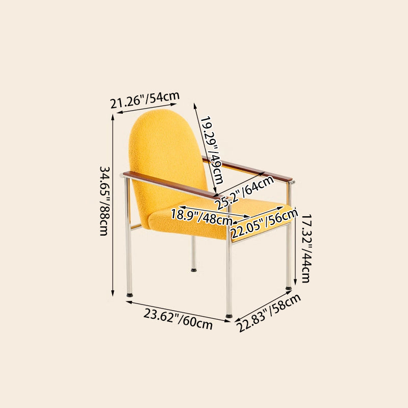 Modern Minimalist Rectangular Seat Cushion Stainless Steel Hemp Fabric Sponge Dining Chair Backrest Armrest For Dining Room