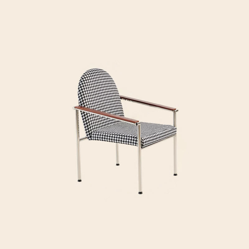 Modern Minimalist Rectangular Seat Cushion Stainless Steel Hemp Fabric Sponge Dining Chair Backrest Armrest For Dining Room