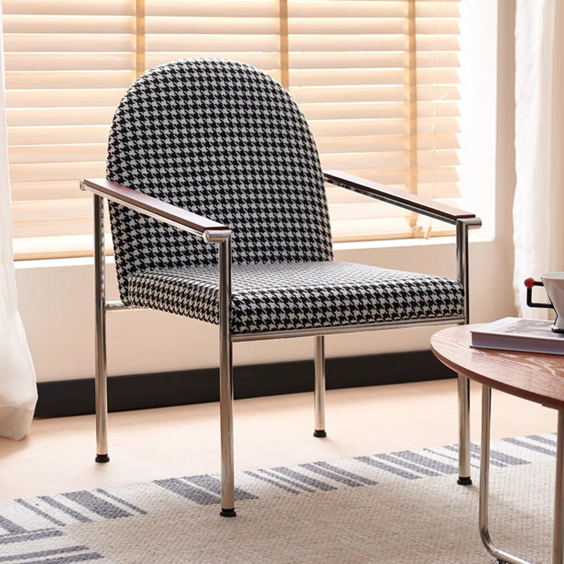 Modern Minimalist Rectangular Seat Cushion Stainless Steel Hemp Fabric Sponge Dining Chair Backrest Armrest For Dining Room
