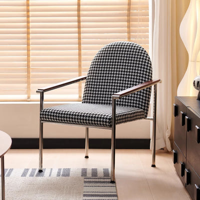 Modern Minimalist Rectangular Seat Cushion Stainless Steel Hemp Fabric Sponge Dining Chair Backrest Armrest For Dining Room