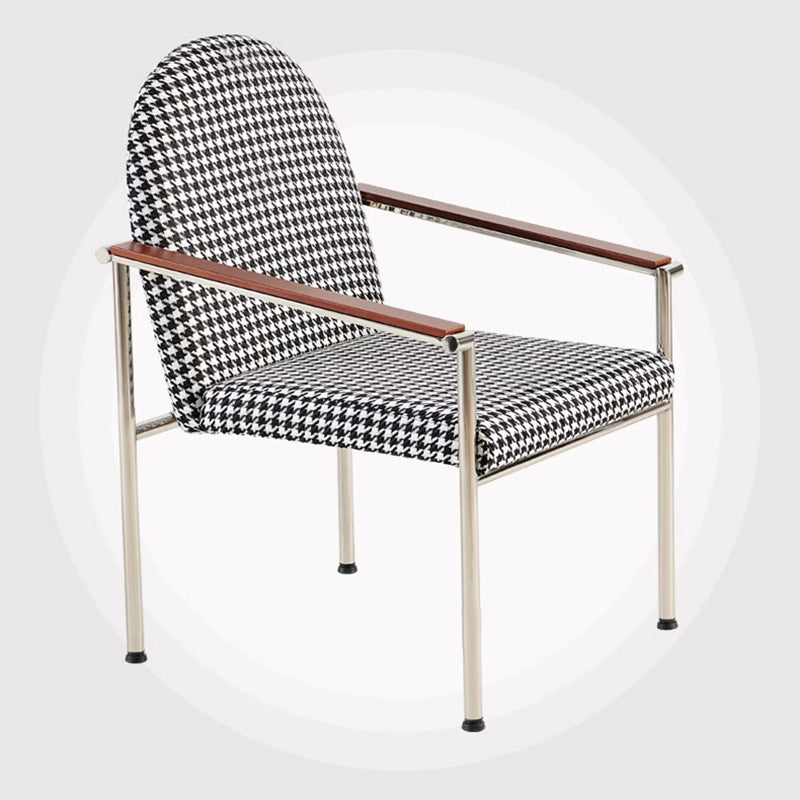 Modern Minimalist Rectangular Seat Cushion Stainless Steel Hemp Fabric Sponge Dining Chair Backrest Armrest For Dining Room