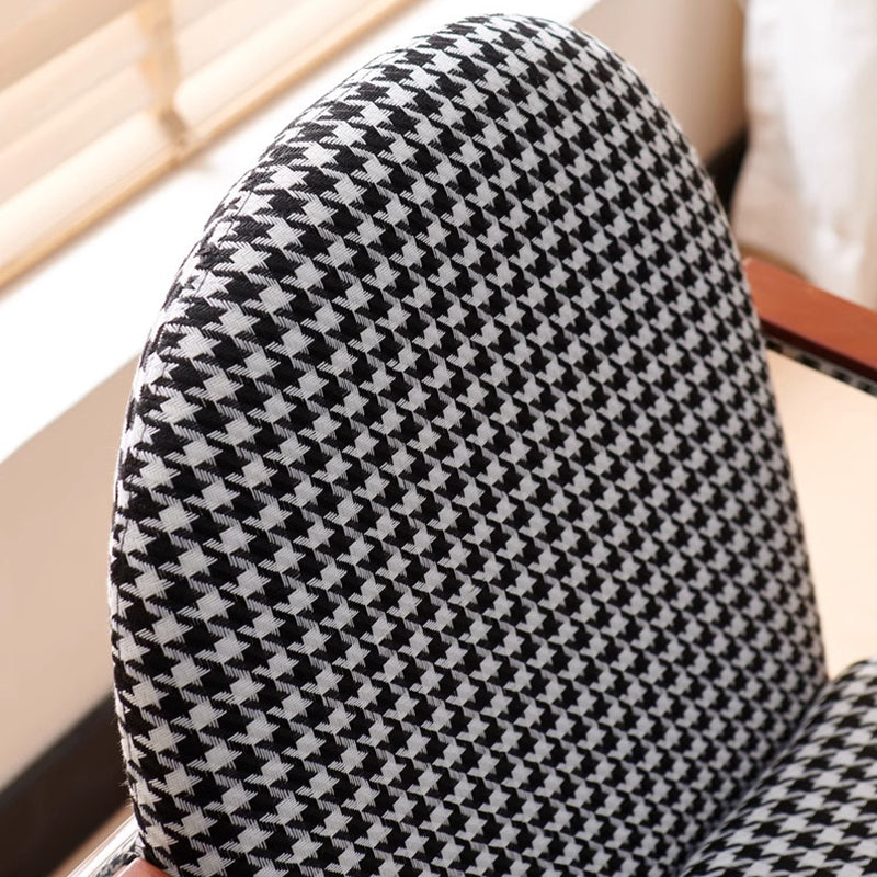 Moderner minimalistischer Esszimmerstuhl mit rechteckigem Sitzkissen, Gestell aus Eisen, Massivholz &amp; Sperrholz, Hanfstoff- und Schwammpolsterung, mit Rückenlehne und Armlehnen, für das Esszimmer 
