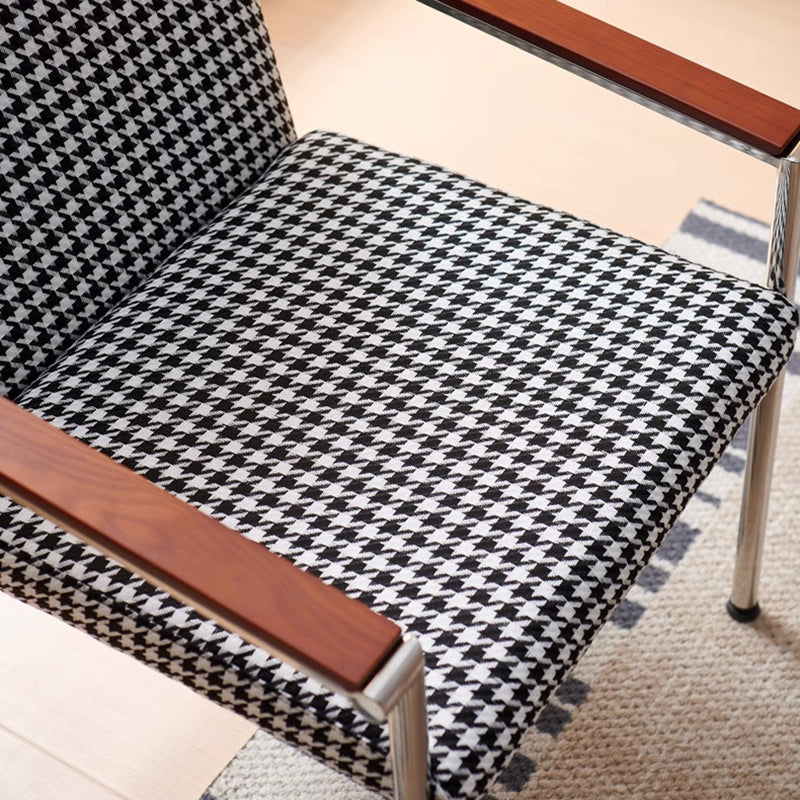Modern Minimalist Rectangular Seat Cushion Stainless Steel Hemp Fabric Sponge Dining Chair Backrest Armrest For Dining Room