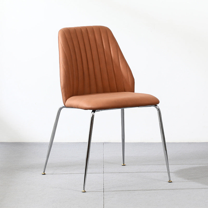 Modern Minimalist Rectangular Metal Technical Fabric Sponge Dining Chair Backrest For Dining Room