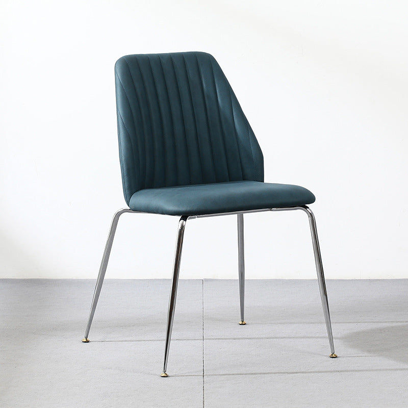 Modern Minimalist Rectangular Metal Technical Fabric Sponge Dining Chair Backrest For Dining Room
