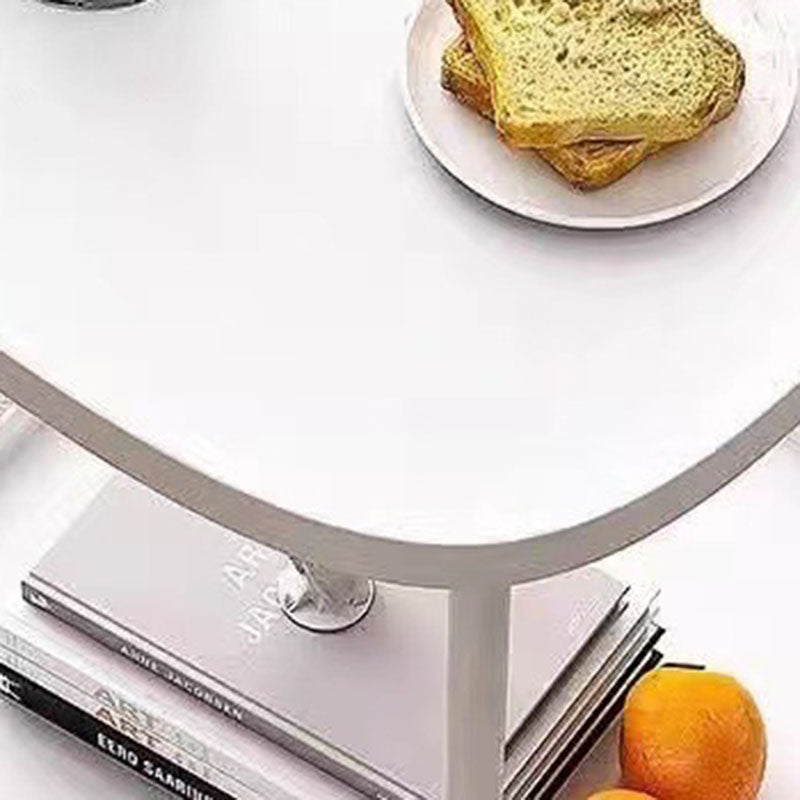Modern Minimalist Rectangular Polypropylene Carbon Steel End Table 2-Tier Movable For Living Room