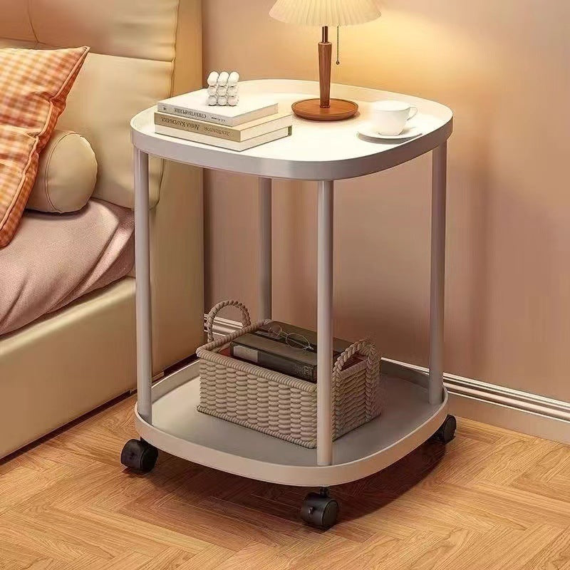 Modern Minimalist Rectangular Polypropylene Carbon Steel End Table 2-Tier Movable For Living Room