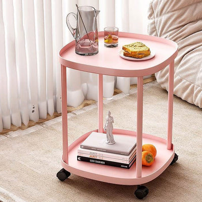 Modern Minimalist Rectangular Polypropylene Carbon Steel End Table 2-Tier Movable For Living Room