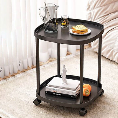 Modern Minimalist Rectangular Polypropylene Carbon Steel End Table 2-Tier Movable For Living Room