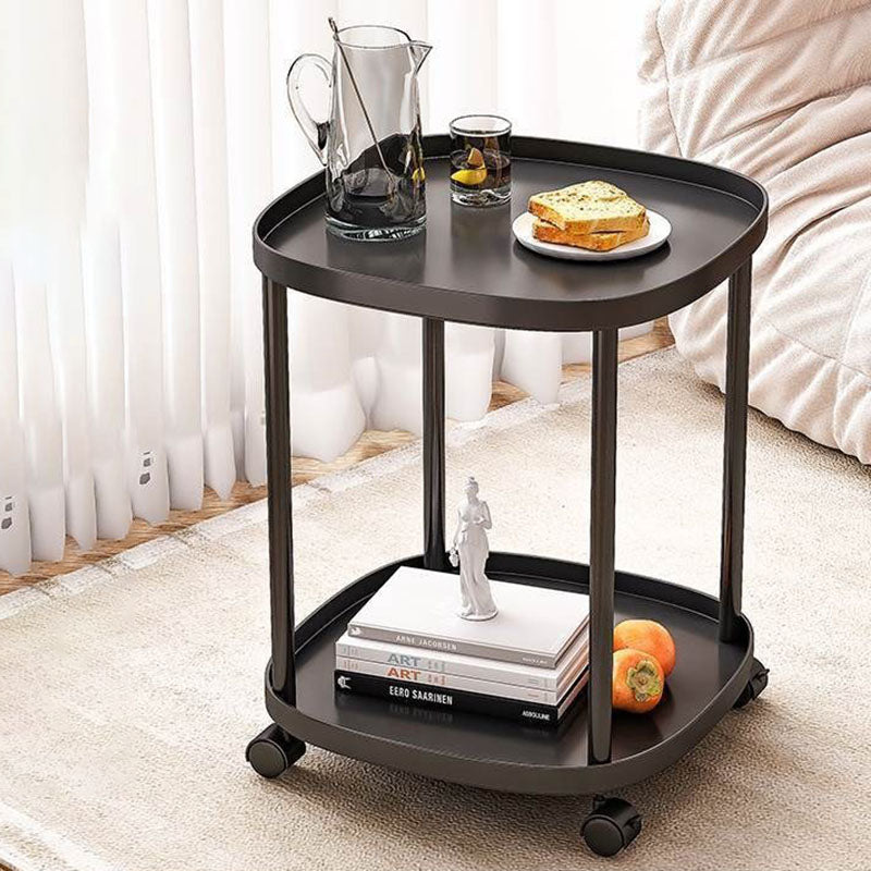 Modern Minimalist Rectangular Polypropylene Carbon Steel End Table 2-Tier Movable For Living Room