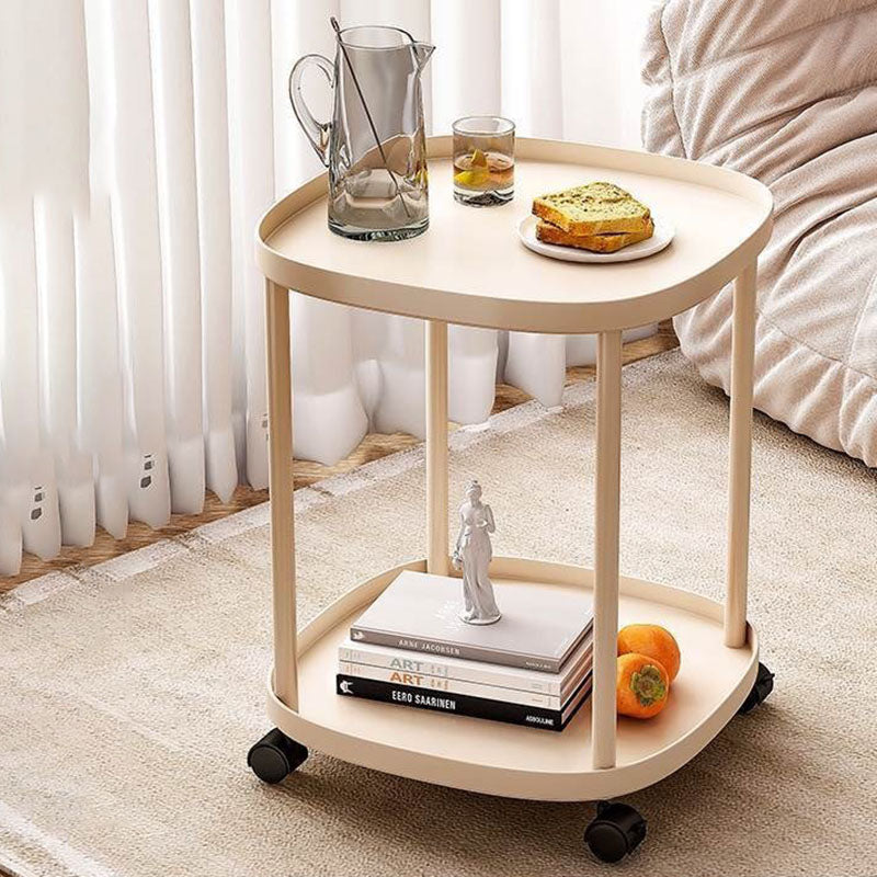 Modern Minimalist Rectangular Polypropylene Carbon Steel End Table 2-Tier Movable For Living Room