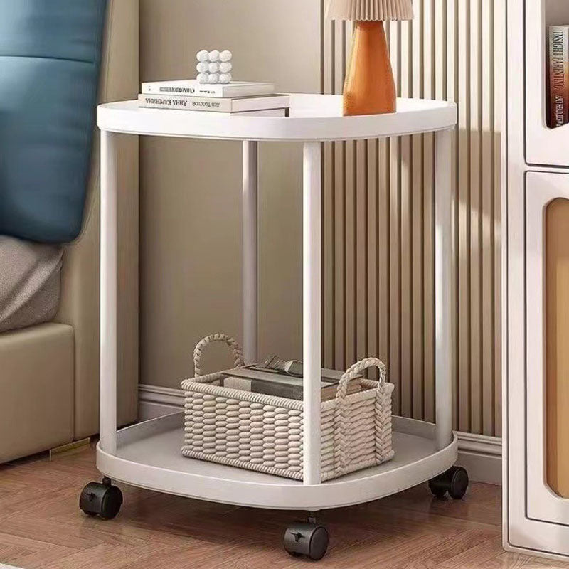 Modern Minimalist Rectangular Polypropylene Carbon Steel End Table 2-Tier Movable For Living Room