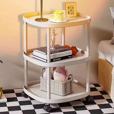 Modern Minimalist Rectangular Polypropylene Carbon Steel End Table 2-Tier Movable For Living Room
