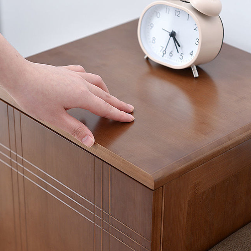 Tabouret rectangulaire moderne minimaliste en bambou et tissu avec éponge pour salon 
