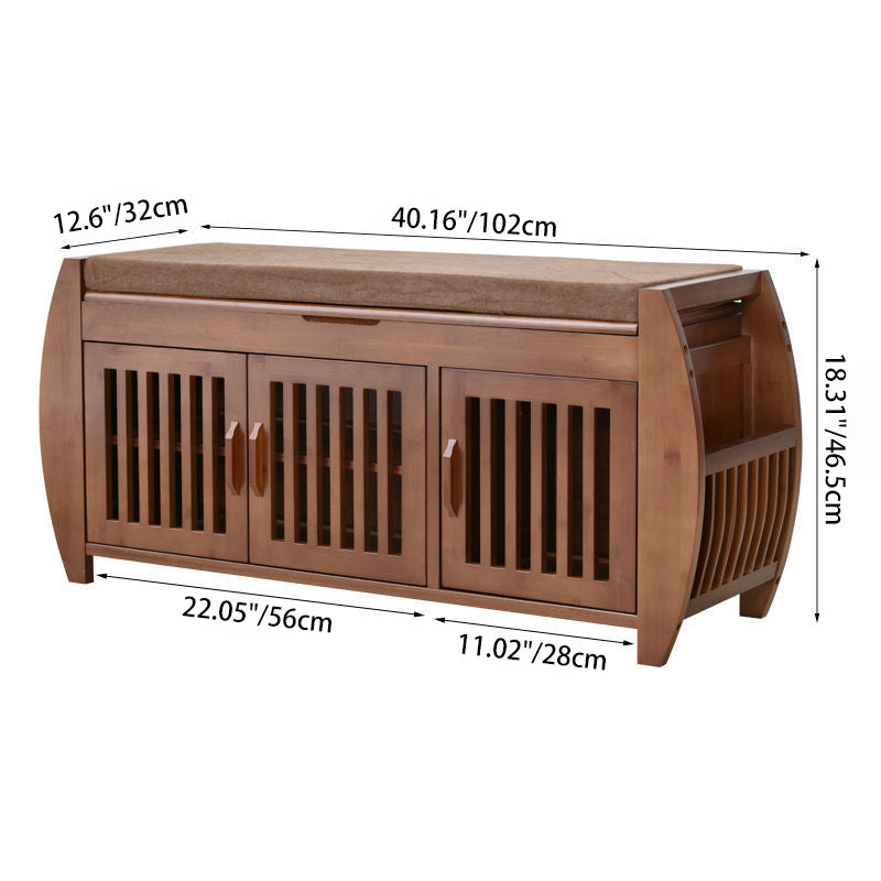 Modern Minimalist Rectangular Bamboo Fabric Sponge Footstool For Living Room