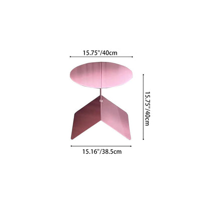Modern Minimalist Round Metal End Table 2-Leg For Living Room