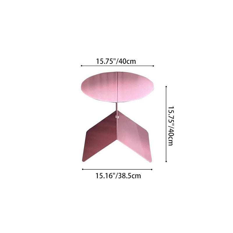 Modern Minimalist Round Metal End Table 2-Leg For Living Room