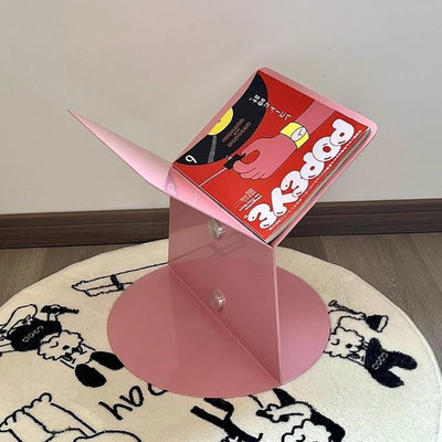 Modern Minimalist Round Metal End Table 2-Leg For Living Room