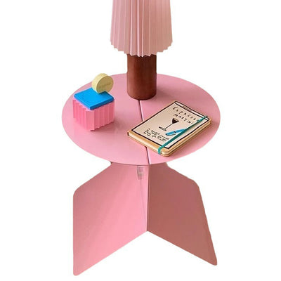 Modern Minimalist Round Metal End Table 2-Leg For Living Room