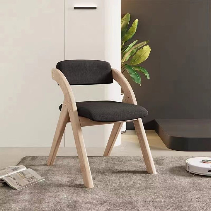 Moderner minimalistischer quadratischer Polsterstuhl aus Massivholz &amp; Sperrholz mit Stoff und Schaumstoff, klappbarer Rückenlehne und Armlehnen für das Esszimmer 