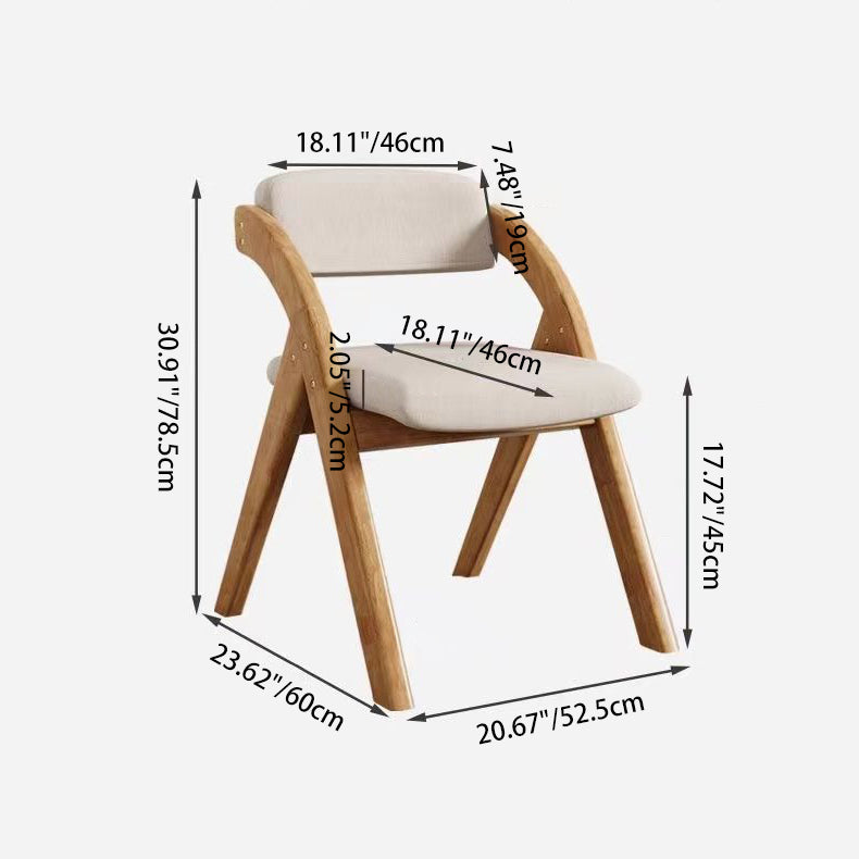 Modern Minimalist Square Cushion Solid Wood Fabric Sponge Dining Chair Foldable Backrest Armrest For Dining Room