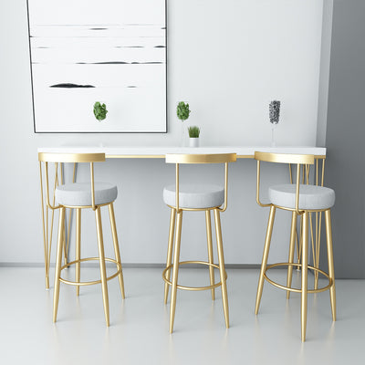 Modern Minimalist Round Seat Cushion Carbon Steel Velvet Sponge Bar Stool Backrest For Dining Room