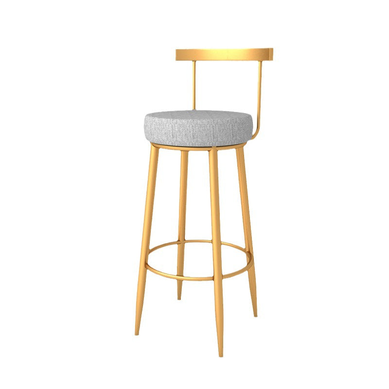 Modern Minimalist Round Seat Cushion Carbon Steel Velvet Sponge Bar Stool Backrest For Dining Room
