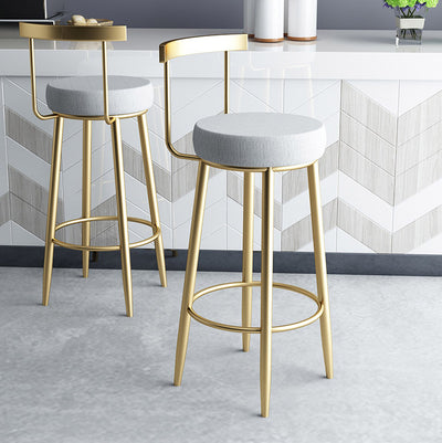 Modern Minimalist Round Seat Cushion Carbon Steel Velvet Sponge Bar Stool Backrest For Dining Room