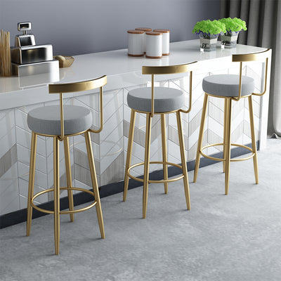 Modern Minimalist Round Seat Cushion Carbon Steel Velvet Sponge Bar Stool Backrest For Dining Room
