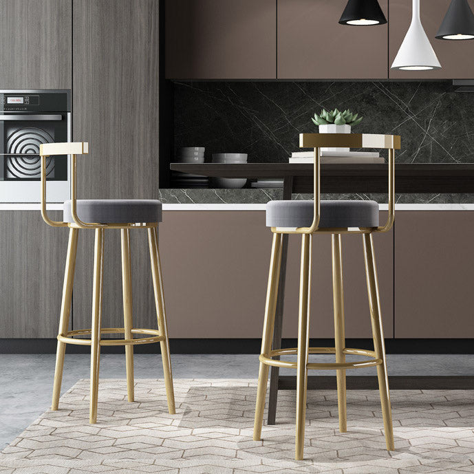 Modern Minimalist Round Seat Cushion Carbon Steel Velvet Sponge Bar Stool Backrest For Dining Room