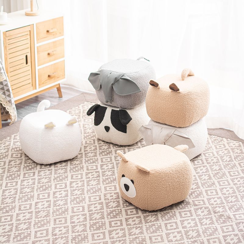 Modern Minimalist Animal-Shaped Solid Wood Velvet Fabric Sponge Low Stool For Living Room