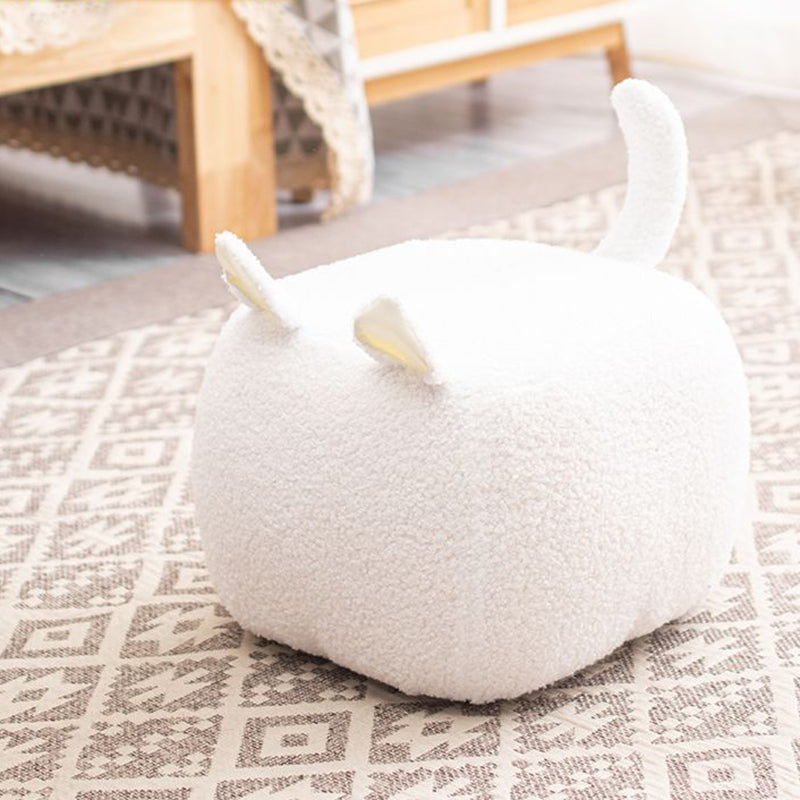 Modern Minimalist Animal-Shaped Solid Wood Velvet Fabric Sponge Low Stool For Living Room
