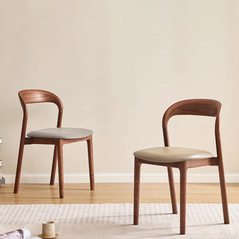 Modern Minimalist Square Seat Cushion Microfiber Leather Solid Wood Sponge Dining Chair Backrest For Dining Room