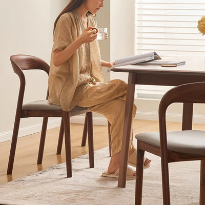 Modern Minimalist Square Seat Cushion Microfiber Leather Solid Wood Sponge Dining Chair Backrest For Dining Room