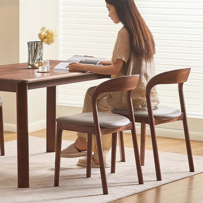Modern Minimalist Square Seat Cushion Microfiber Leather Solid Wood Sponge Dining Chair Backrest For Dining Room