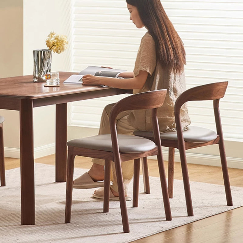 Modern Minimalist Square Seat Cushion Microfiber Leather Solid Wood Sponge Dining Chair Backrest For Dining Room
