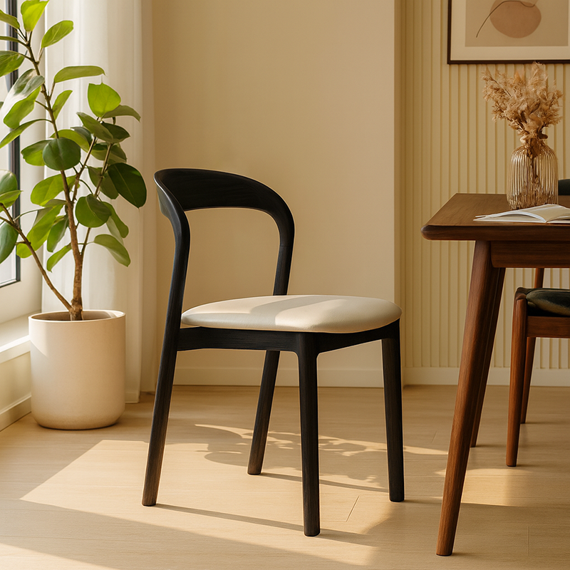 Coussin de siège carré minimaliste moderne en microfibre cuir bois massif éponge dossier de chaise de salle à manger pour salle à manger 